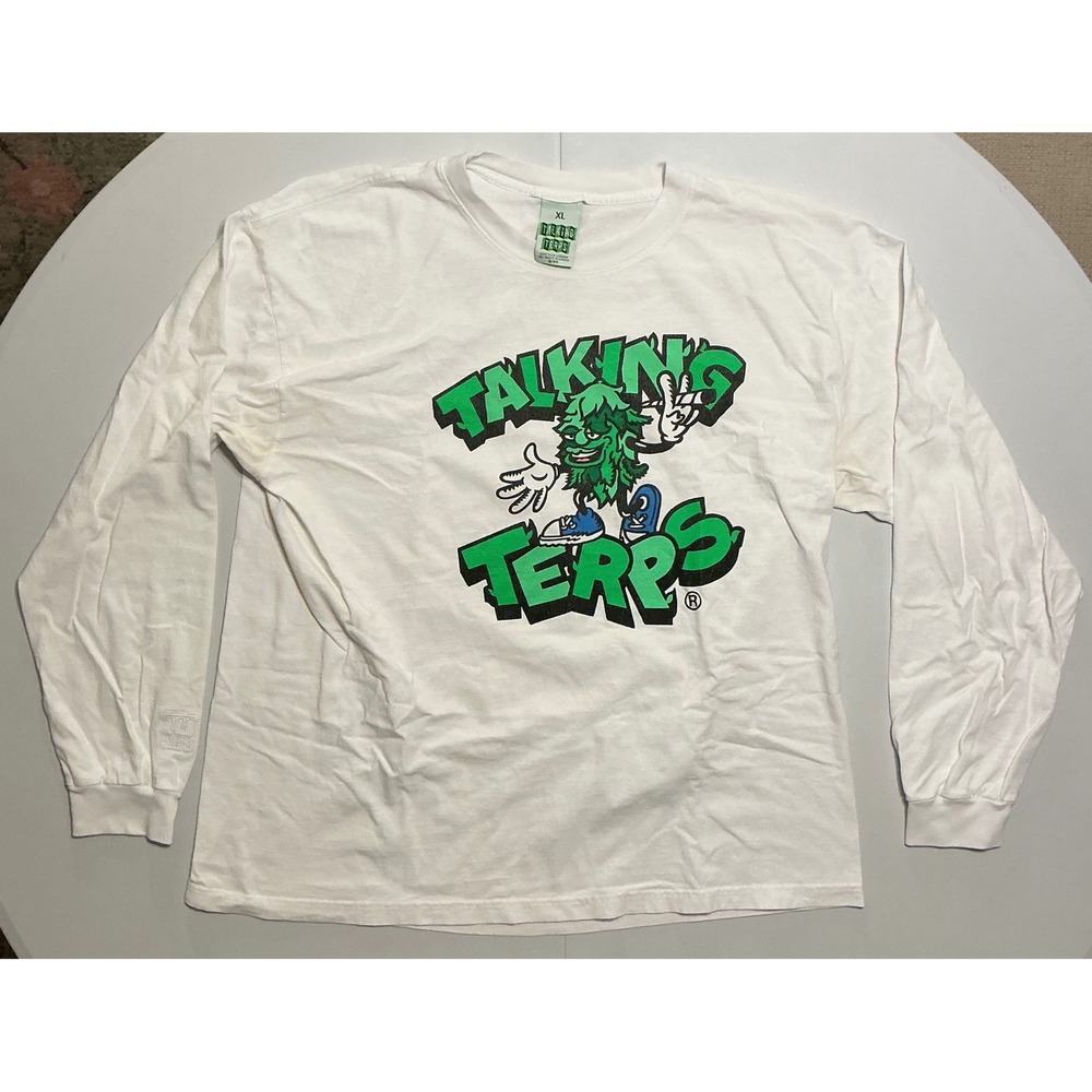 Talking Terps 420 Long Sleeve T Shirt‎ Mens XL White Green Streetwear